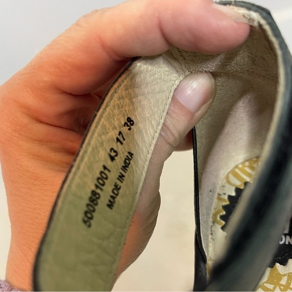 FLY London Perforated Leather Wedge Sandals Yake Black Nubuck 38 US 7.5 - Picture 13 of 14
